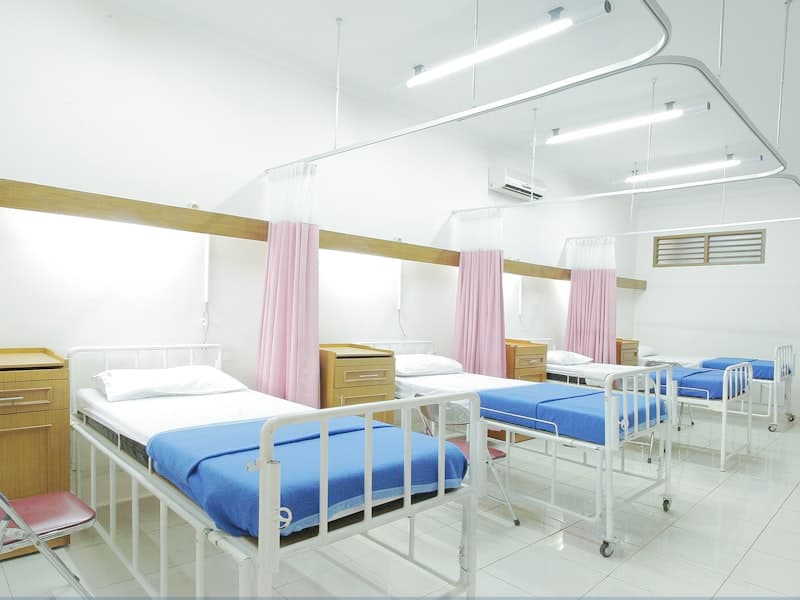 Modern hospital building representing Germany's public healthcare system